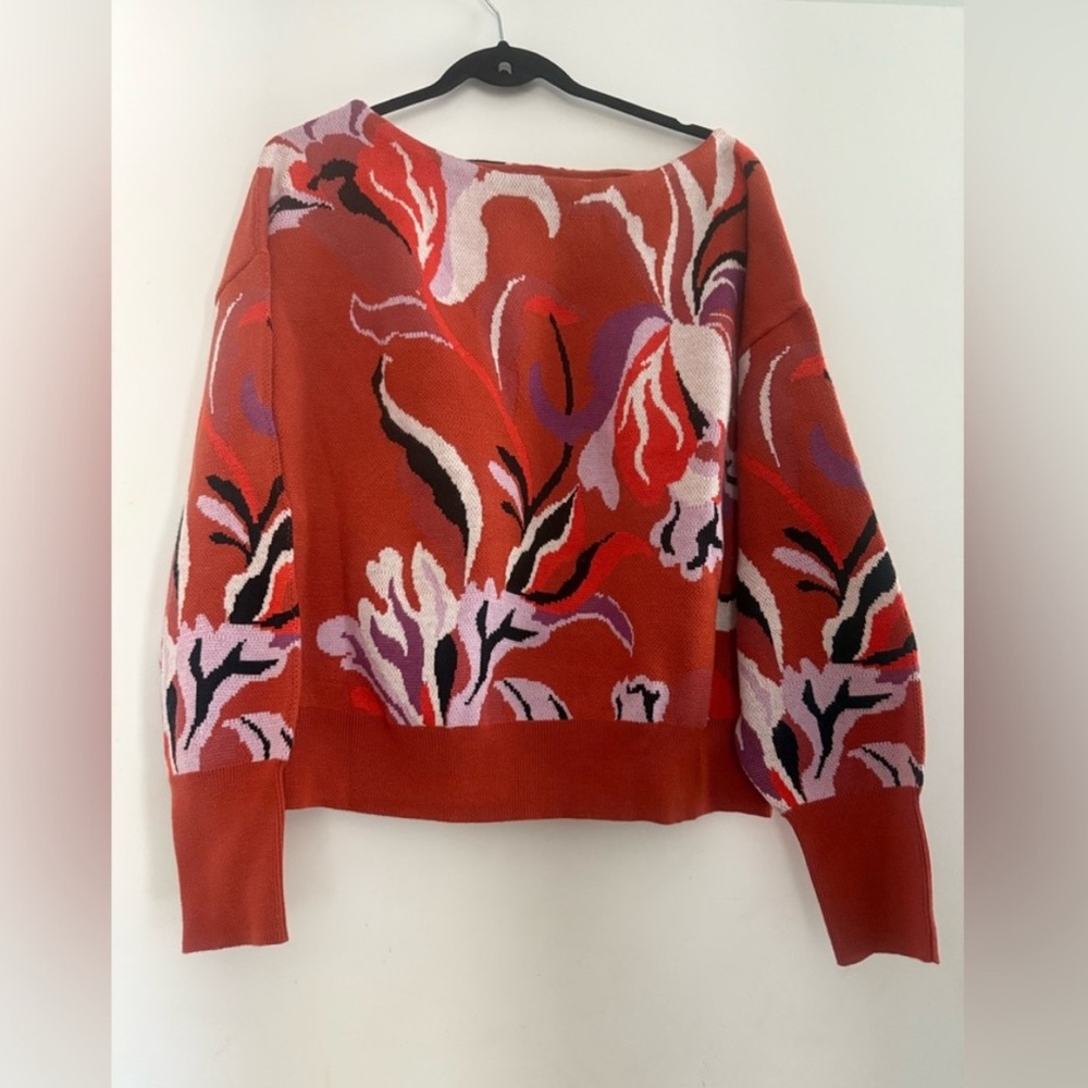 Anthropologie Maeve Red and Purple Sweater large - Picture 4 of 7